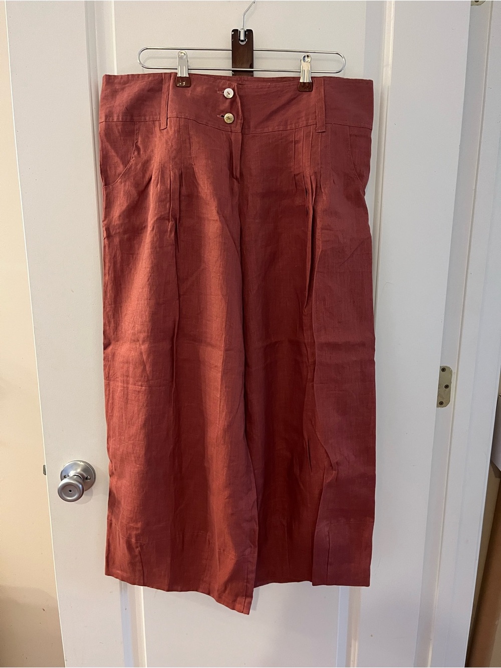 High-Waist Wide-Leg Linen Wide leg pants - Rust